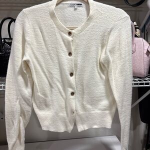 Fashion Nova Women's Ivory Button-Up Cardigan